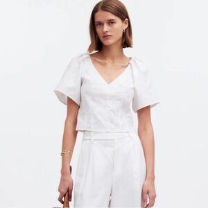 Madewell Darted V-neck eyelet floral top size 4